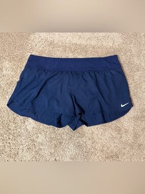 Nike Navy Blue Performance Shorts with White Swoosh